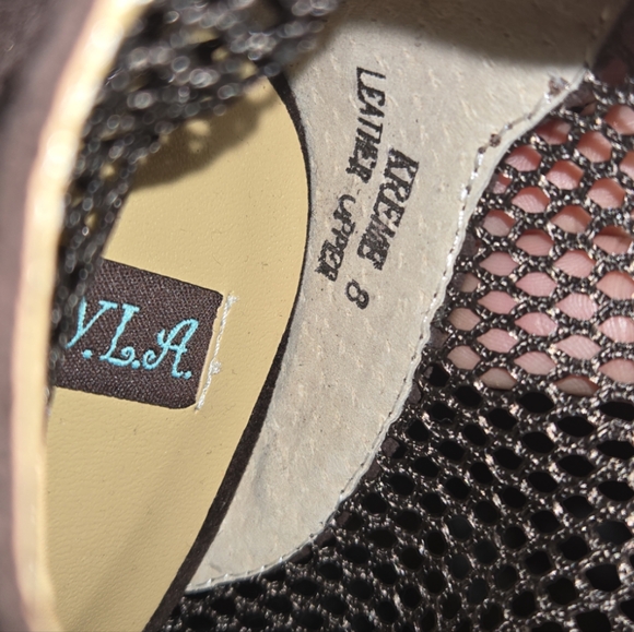 N.Y.L.A. mesh and gold studded leather peep toe bootie in brown NIB - Picture 8 of 8